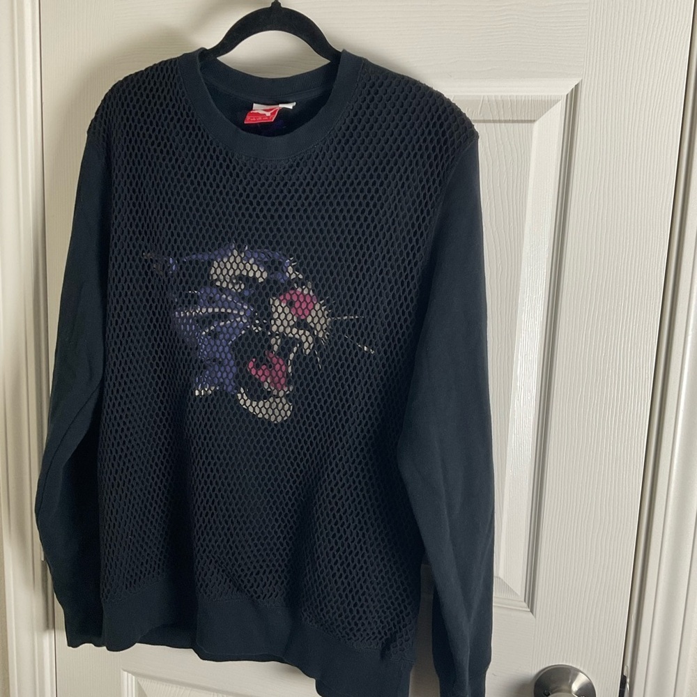 PUMA MESH CREW NECK SWEAT SHIRT - BLACK - MENS Size large - Picture 6 of 9